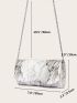 Mini Marble Pattern Flap Chain Square Bag