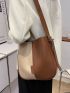 Colorblock Bucket Bag With Inner Pouch