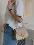 Two Tone Flap Chain Saddle Bag