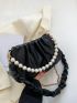 Minimalist Beaded Detail Chain Ruched Bag