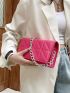 Quilted Pattern Chain Flap Square Bag