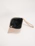 Litchi Embossed Square Bag With Wristlet