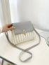 Colorblock Metal Decor Flap Straw Bag