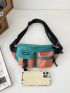 Two Tone Letter Patch Detail Fanny Pack