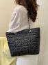 Quilted Pattern Chain Shoulder Tote Bag