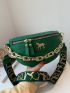 Crocodile Embossed Metal Horse Decor Waist Bag