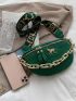 Crocodile Embossed Metal Horse Decor Waist Bag