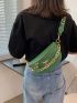 Crocodile Embossed Metal Horse Decor Waist Bag