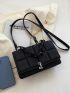 Geometric Embossed Flap Chain Square Bag