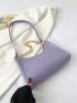 Crocodile Embossed Chain Decor Baguette Bag