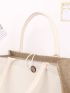 Two Tone Button Decor Shopper Bag