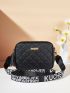 Mini Tassel & Metal Decor Letter Graphic Quilted Square Bag