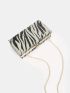 Zebra Striped Pattern Allover Rhinestone Decor Box Bag