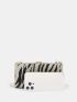 Zebra Striped Pattern Allover Rhinestone Decor Box Bag