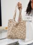 Jacquard Floral Pattern Shoulder Tote Bag