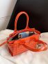 Crocodile Embossed Double Handle Square Bag