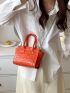 Crocodile Embossed Double Handle Square Bag