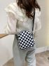 Mini Two Tone Checkered Pattern Square Bag