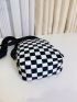 Mini Two Tone Checkered Pattern Square Bag