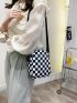 Mini Two Tone Checkered Pattern Square Bag