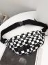 Two Tone Checkered Pattern Waist Bag