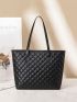 Solid Quilted Design Tote Bag