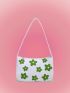 Anime Floral Print Baguette Bag