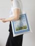 Sky Graphic Colorblock Canvas Shopper Bag