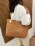 Medium Straw Bag Minimalist Double Handle For Vacation