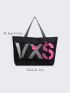 Letter Graphic Patch Decor Shoulder Tote Bag