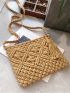 Hollow Out Tassel Decor Square Bag