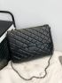 Quilted Pattern Metal Lock Design Square Bag