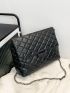 Quilted Pattern Metal Lock Design Square Bag