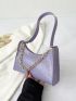 Crocodile Embossed Chain Decor Baguette Bag