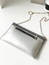 Sequin & Metal Decor Flap Chain Square Bag