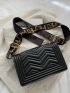 Mini Chevron Pattern Floral Chain Square Bag