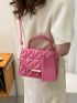 Quilted Flap Square Bag With Small Pouch