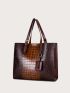 Crocodile Embossed Top Handle Bag