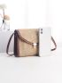 Mini Push Lock Contrast Binding Flap Straw Bag