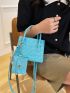 Mini Crocodile Embossed Double Handle Square Bag With Coin Purse