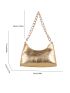 Metallic Crocodile Embossed Chain Baguette Bag