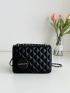 Mini Letter Graphic Quilted Detail Flap Chain Square Bag