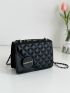 Mini Letter Graphic Quilted Detail Flap Chain Square Bag