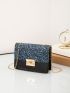 Mini Two Tone Glitter Detail Flap Square Bag