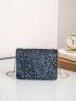 Mini Two Tone Glitter Detail Flap Square Bag