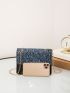 Mini Two Tone Glitter Detail Flap Square Bag