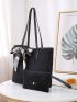 2pcs Twilly Scarf Decor Tote Bag Set