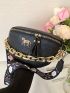 Metal Horse & Chain Decor Waist Bag