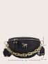 Metal Horse & Chain Decor Waist Bag