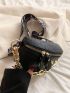 Metal Horse & Chain Decor Waist Bag